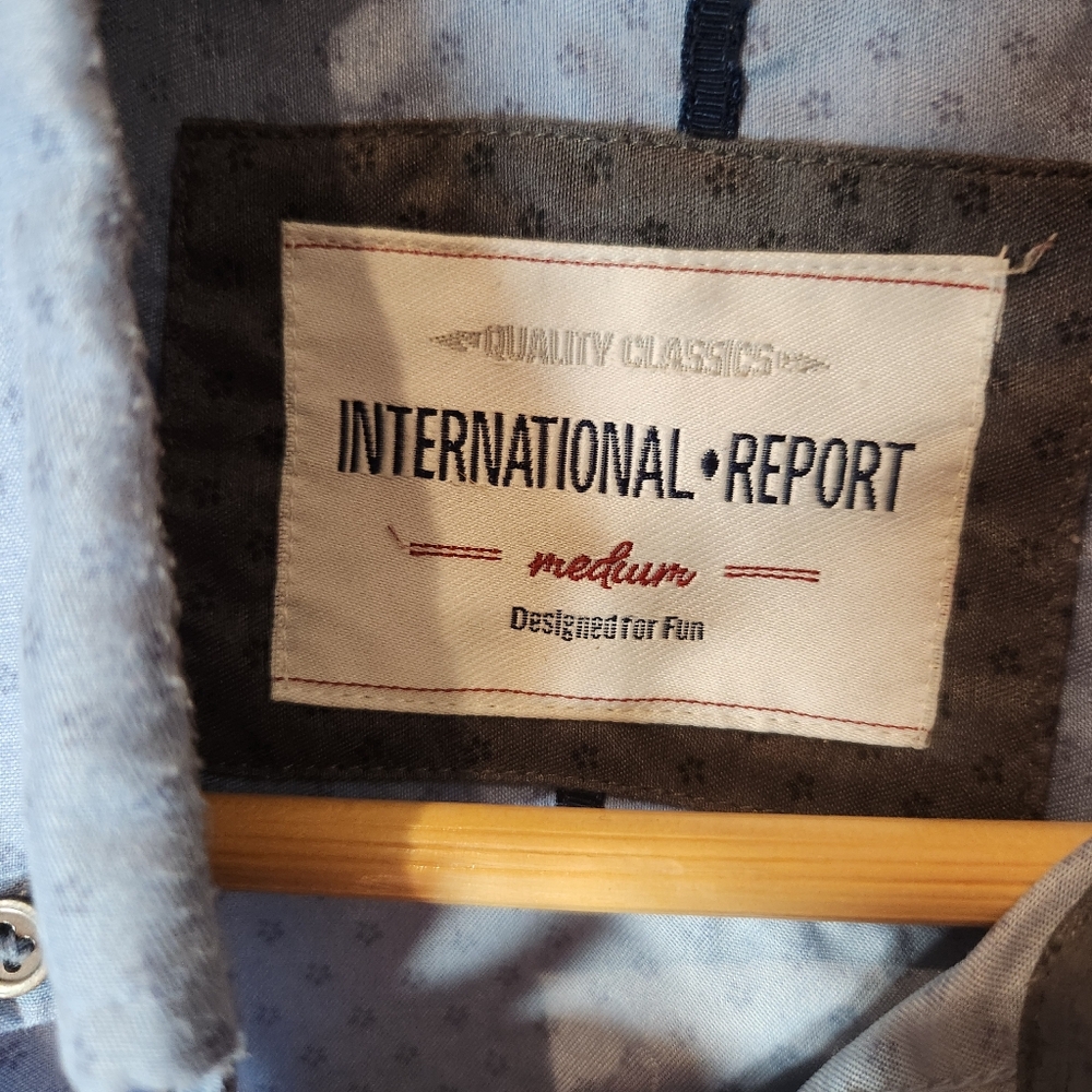 Men's medium patterned Blue Button-Up Shirt‎ - Picture 9 of 13